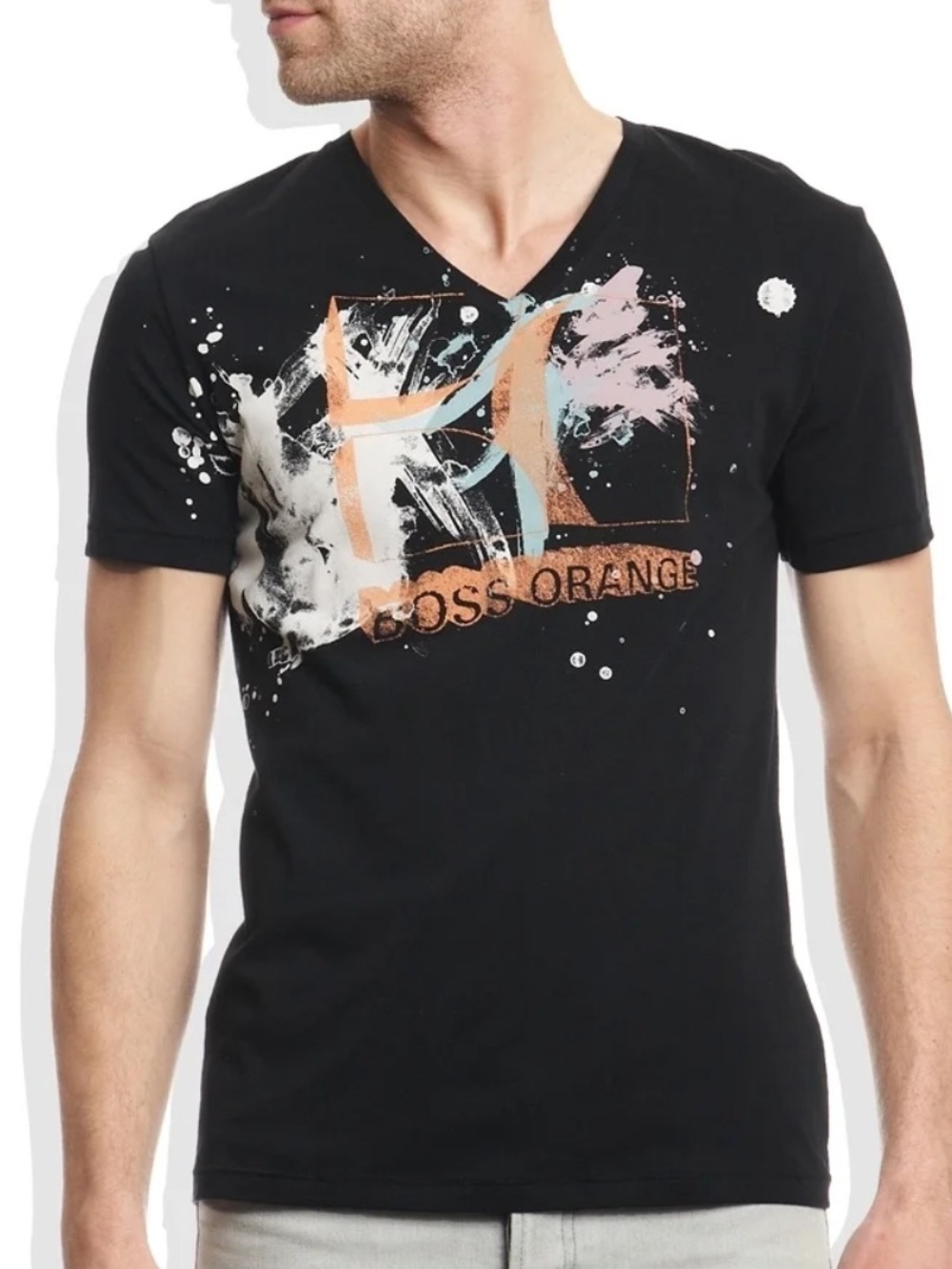 BOSS ORANGE Mens V-Neck Shortsleeved Shirt